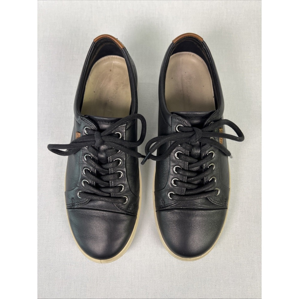 Ecco Womens Shoes 8 Black Leather Soft 7 Sneakers Lace Up Low Top 43000301001 - Picture 3 of 8